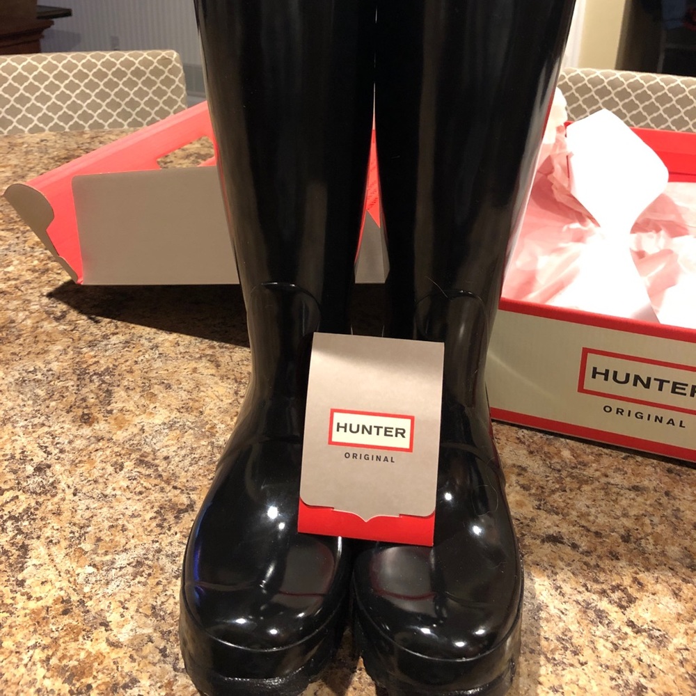 Tall Shiny Black Hunter Boots